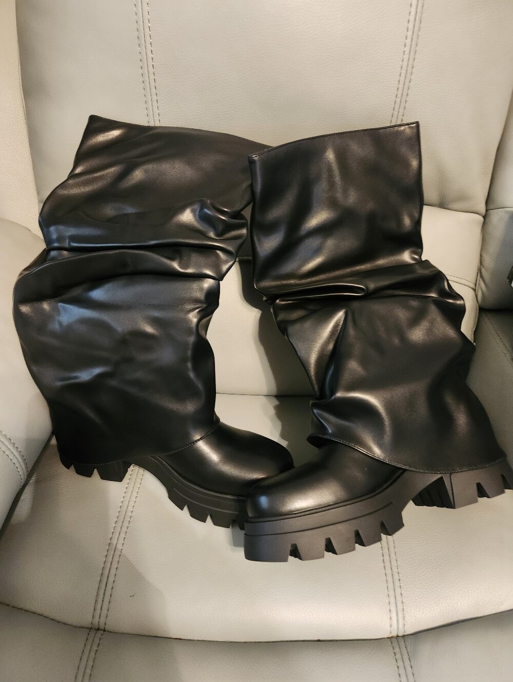 Women's Black Slouchy Platform Boots